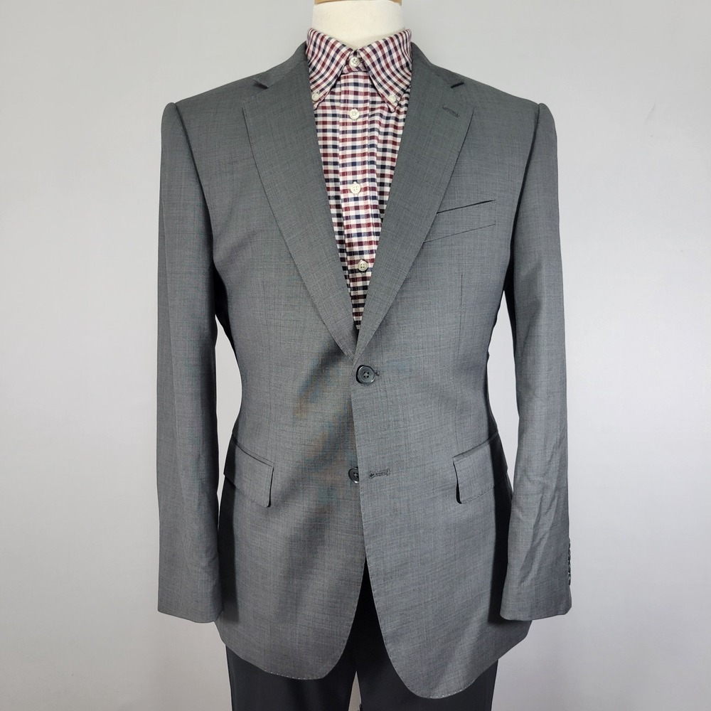 Charles Tyrwhitt Mens Sport Coat Gray Surgeon Half Canvas 120s Wool 42R Slim Fit